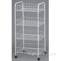 4 Tier rolling cart logam